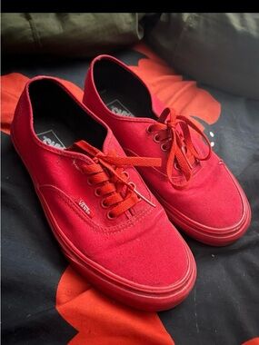 Vans Red Canvas Slip-On Sneakers